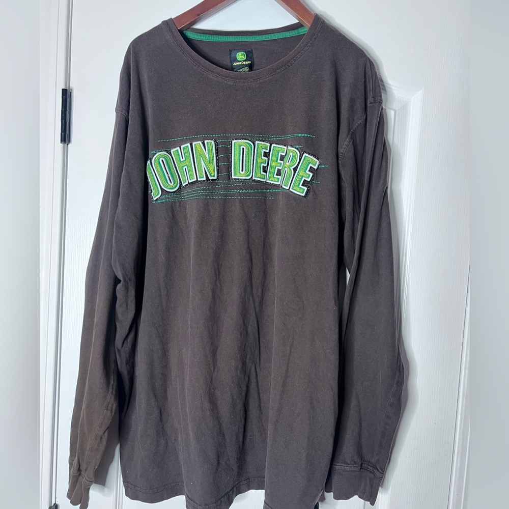 John Deere Green and Brown Crew Neck Shirt - XL